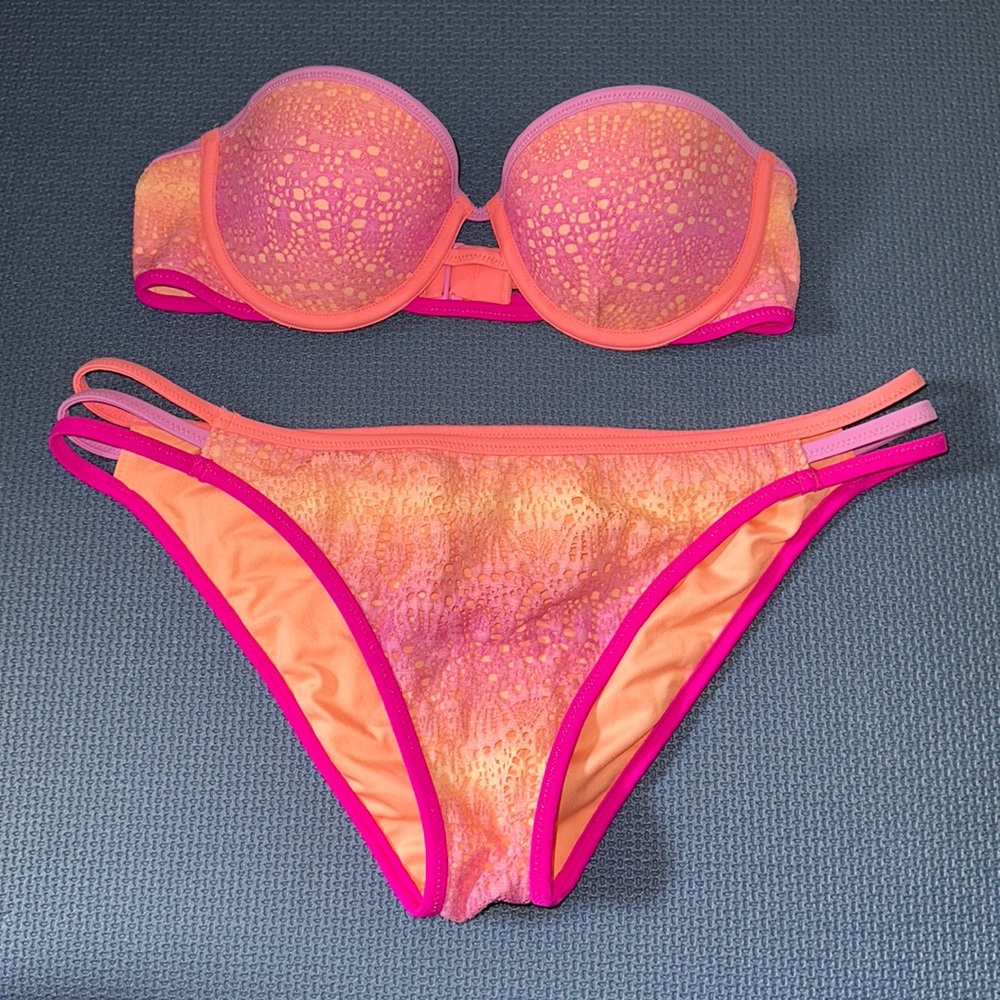 Victoria Secret Swim Suit Set Top 34B Bottom Large